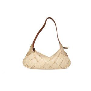 Escada Exotics Cream Woven Leather Shoulder Bag